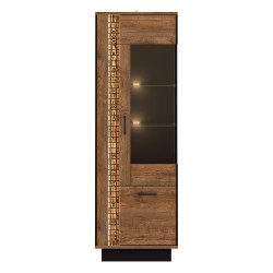 Display cabinet DORIAN 64 cm, 2 doors, right-hand, april oak and black with april oak fronts