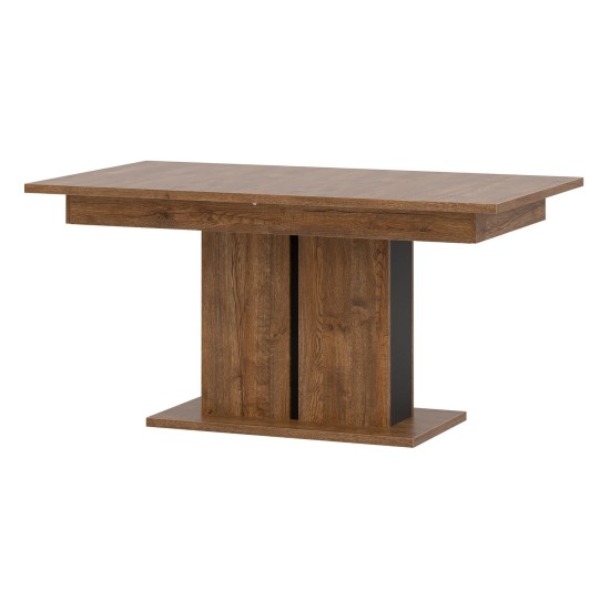 Dining table DORIAN  cm, extendable, april oak and black with april oak fronts