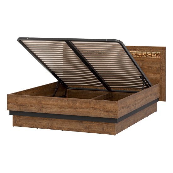 מיטה DORIAN 160 x 200, עם ארגז מצעים, אלון אפריל ושחור מיטה DORIAN 160 x 200, עם ארגז מצעים, אלון אפריל ושחור