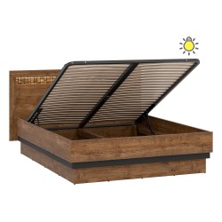 Bed DORIAN 180 x 200, with storage box, april oak and black