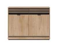 Chest of drawers FERRO 112 cm, 2 doors and 2 drawers, cremona torro oak and black Chest of drawers FERRO 112 cm, 2 doors and 2 drawers, cremona torro oak and black