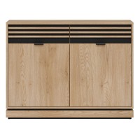 Chest of drawers FERRO 112 cm, 2 doors and 2 drawers, cremona torro oak and black