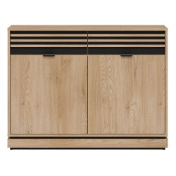 Chest of drawers FERRO 112 cm, 2 doors and 2 drawers, cremona torro oak and black Chest of drawers FERRO 112 cm, 2 doors and 2 drawers, cremona torro oak and black
