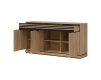 Chest of drawers FERRO 165 cm, 3 doors and 3 drawers, cremona torro oak and black