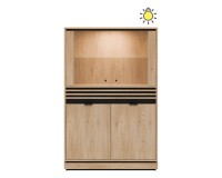 Display cabinet FERRO 93 cm, 4 doors, cremona torro oak and black with cremona torro oak fronts Display cabinet FERRO 93 cm, 4 doors, cremona torro oak and black with cremona torro oak fronts
