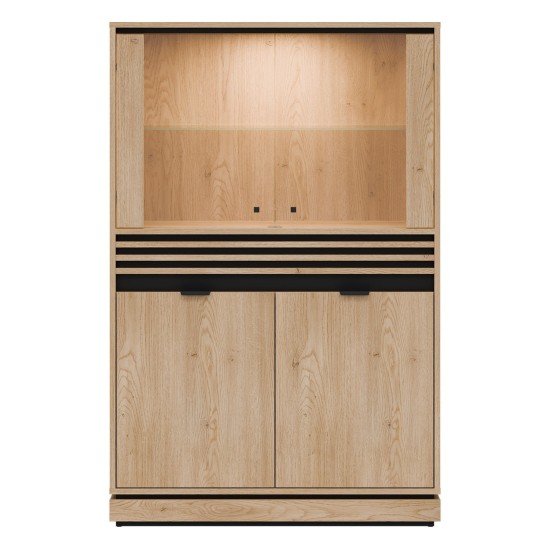 Display cabinet FERRO 93 cm, 4 doors, cremona torro oak and black with cremona torro oak fronts Display cabinet FERRO 93 cm, 4 doors, cremona torro oak and black with cremona torro oak fronts