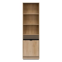 Bookcase FERRO 58 cm, 1 door, left or right, cremona torro oak and black with cremona torro oak fronts