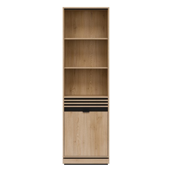 Bookcase FERRO 58 cm, 1 door, left or right, cremona torro oak and black with cremona torro oak fronts Bookcase FERRO 58 cm, 1 door, left or right, cremona torro oak and black with cremona torro oak fronts