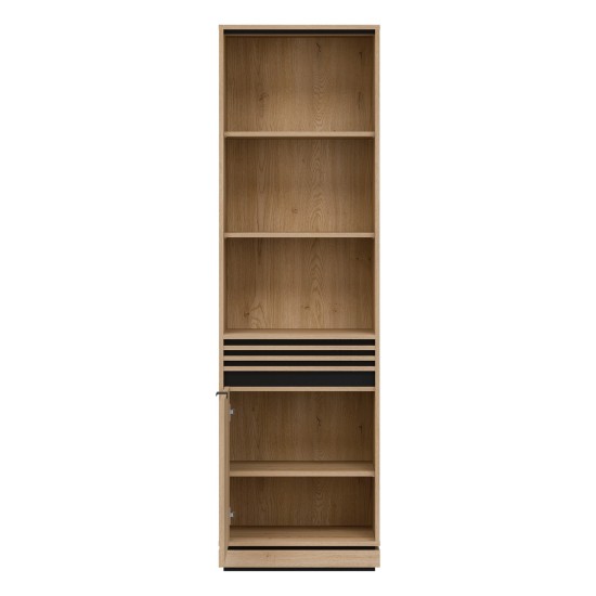 Bookcase FERRO 58 cm, 1 door, left or right, cremona torro oak and black with cremona torro oak fronts Bookcase FERRO 58 cm, 1 door, left or right, cremona torro oak and black with cremona torro oak fronts