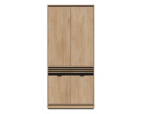 Wardrobe FERRO 93 cm, 4 doors and 2 drawers, cremona torro oak and black
