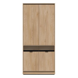Wardrobe FERRO 93 cm, 4 doors and 2 drawers, cremona torro oak and black Wardrobe FERRO 93 cm, 4 doors and 2 drawers, cremona torro oak and black