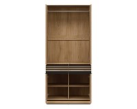 Wardrobe FERRO 93 cm, 4 doors and 2 drawers, cremona torro oak and black
