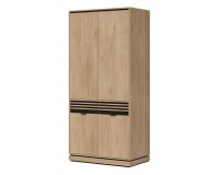 Wardrobe FERRO 93 cm, 4 doors and 2 drawers, cremona torro oak and black