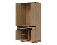 Wardrobe FERRO 93 cm, 4 doors and 2 drawers, cremona torro oak and black