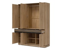 Wardrobe FERRO 165 cm, 6 doors and 3 drawers, with mirror, cremona torro oak and black