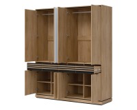 Wardrobe FERRO 182 cm, 8 doors and 4 drawers, with mirror, cremona torro oak and black