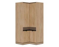 Wardrobe FERRO 100 cm, 4 doors, corner, cremona torro oak and black with cremona torro oak fronts