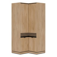 Wardrobe FERRO 100 cm, 4 doors, corner, cremona torro oak and black with cremona torro oak fronts