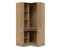 Wardrobe FERRO 100 cm, 4 doors, corner, cremona torro oak and black with cremona torro oak fronts