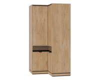 Wardrobe FERRO 100 cm, 4 doors, corner, cremona torro oak and black with cremona torro oak fronts
