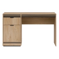 Desk FERRO 126 cm, 1 door and 1 drawer, cremona torro oak and black with cremona torro oak fronts