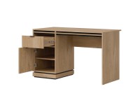 Desk FERRO 126 cm, 1 door and 1 drawer, cremona torro oak and black with cremona torro oak fronts