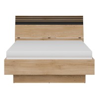 Bed FERRO 120 x 200, with storage box, cremona torro oak and black