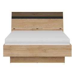 Bed FERRO 140 x 200, with storage box, cremona torro oak and black