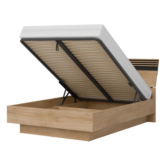 Bed FERRO 140 x 200, with storage box, cremona torro oak and black Bed FERRO 140 x 200, with storage box, cremona torro oak and black