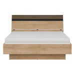 Bed FERRO 160 x 200, with storage box, cremona torro oak and black
