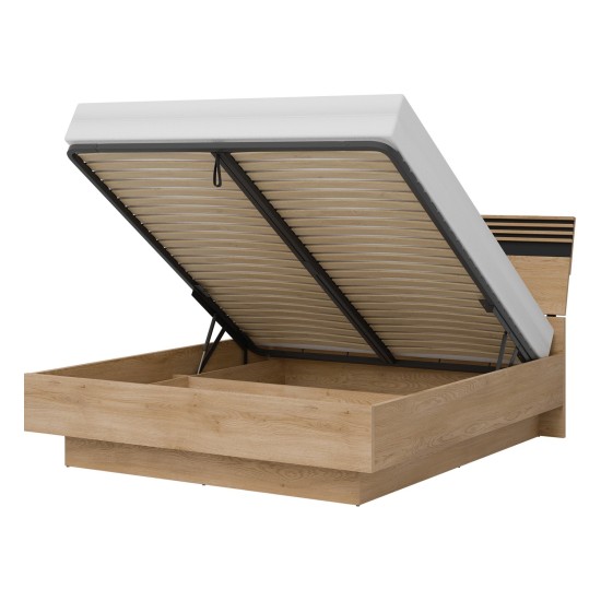 Bed FERRO 180 x 200, with storage box, cremona torro oak and black Bed FERRO 180 x 200, with storage box, cremona torro oak and black