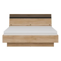 Bed FERRO 180 x 200, with storage box, cremona torro oak and black