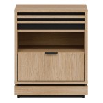 Bedside table FERRO 48 cm, 1 drawer, cremona torro oak and black with cremona torro oak fronts