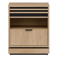 Bedside table FERRO 48 cm, 1 drawer, cremona torro oak and black with cremona torro oak fronts