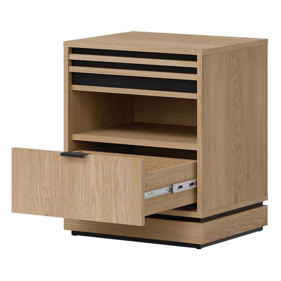 Bedside table FERRO 48 cm, 1 drawer, cremona torro oak and black with cremona torro oak fronts Bedside table FERRO 48 cm, 1 drawer, cremona torro oak and black with cremona torro oak fronts