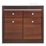 Cabinet FORREST 98 cm, 2 doors and 2 drawers, dark walnut and milano oak with dark walnut fronts