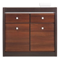 Cabinet FORREST 98 cm, 2 doors and 2 drawers, dark walnut and milano oak with dark walnut fronts