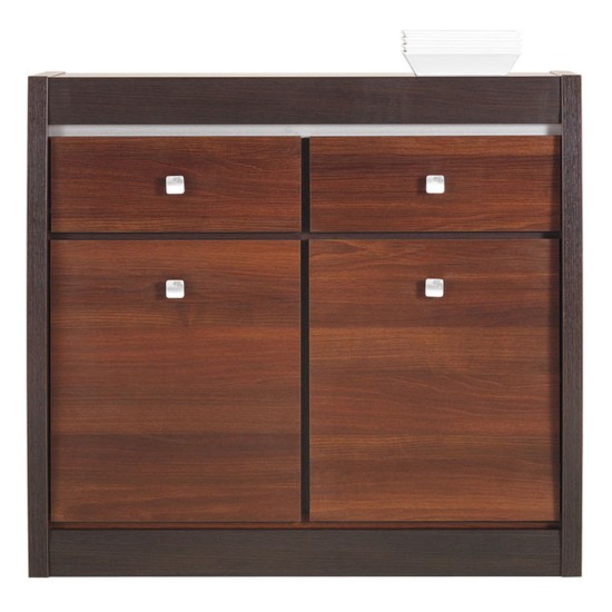 Cabinet FORREST 98 cm, 2 doors and 2 drawers, dark walnut and milano oak with dark walnut fronts Cabinet FORREST 98 cm, 2 doors and 2 drawers, dark walnut and milano oak with dark walnut fronts