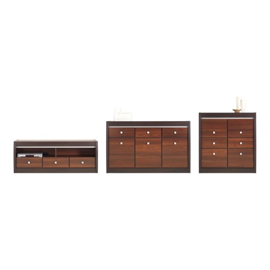 Cabinet FORREST 98 cm, 2 doors and 2 drawers, dark walnut and milano oak with dark walnut fronts Cabinet FORREST 98 cm, 2 doors and 2 drawers, dark walnut and milano oak with dark walnut fronts