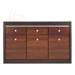 Cabinet FORREST 144 cm, 3 doors and 3 drawers, dark walnut and milano oak with dark walnut fronts