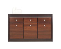 Cabinet FORREST 144 cm, 3 doors and 3 drawers, dark walnut and milano oak with dark walnut fronts