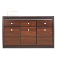 Cabinet FORREST 144 cm, 3 doors and 3 drawers, dark walnut and milano oak with dark walnut fronts