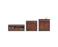 Cabinet FORREST 144 cm, 3 doors and 3 drawers, dark walnut and milano oak with dark walnut fronts