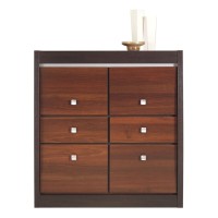 Cabinet FORREST 98 cm, 4 doors and 2 drawers, dark walnut and milano oak with dark walnut fronts