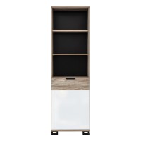 Bookcase G-TE BIAŁY 58 cm, 1 door, left or right, oak with white gloss