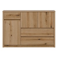 Chest of drawers INTENSO 126 cm, 3 doors and 3 drawers, evoke oak
