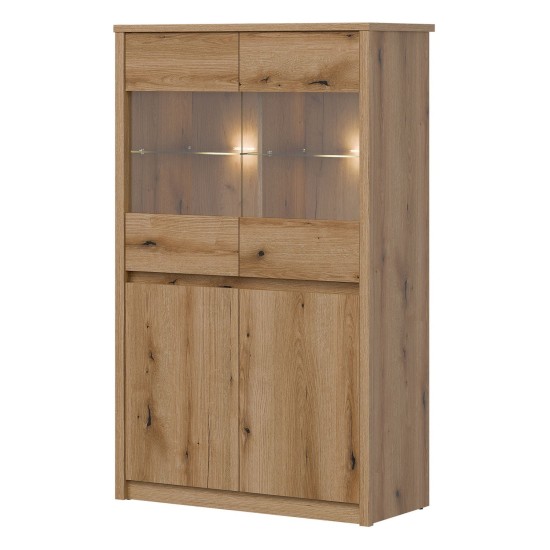 Display cabinet INTENSO 87 cm, 4 doors, evoke oak
