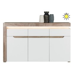 Комод IRMA 152 см, 3 двери и 1 ящик, дуб, фасады белый глянец Комод IRMA 152 см, 3 двери и 1 ящик, дуб, фасады белый глянец