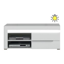 TV unit IRMA 115 cm, 1 door, white and maggia oak with white gloss fronts