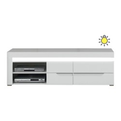 TV unit IRMA 152 cm, 2 doors, white and maggia oak with white gloss fronts